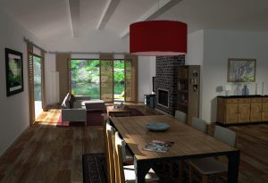 Sfeervolle elektrische sfeerhaard in moderne woonkamer met realistische vlammeneffect en decoratieve elementen
